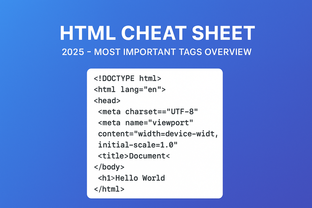 HTML Cheat Sheet 2025 – Most Useful Tags and Attributes in One List